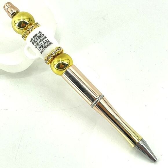 Here we go again. I mean, good morning pen handmade NEW bling rhinestone gold - Picture 2 of 7